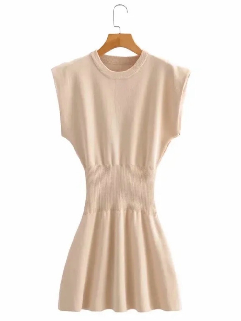 Zara Ribbed Knit Mini Dress - Beige
Size Medium